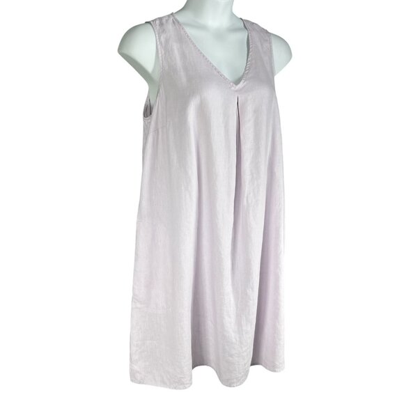 J. Jill Love Linen Women XL Lavender Sleeveless Shift Dress Minimalist Lagenlook - Picture 2 of 14